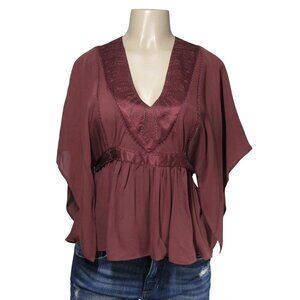 CATHERINE MALANDRINO 100% Silk Y2K Babydoll Fairy Coquette Chiffon Top Blouse  M
